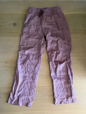 Athleta Women's Mauve-Pink Linen-Blend Drawstring Chinos